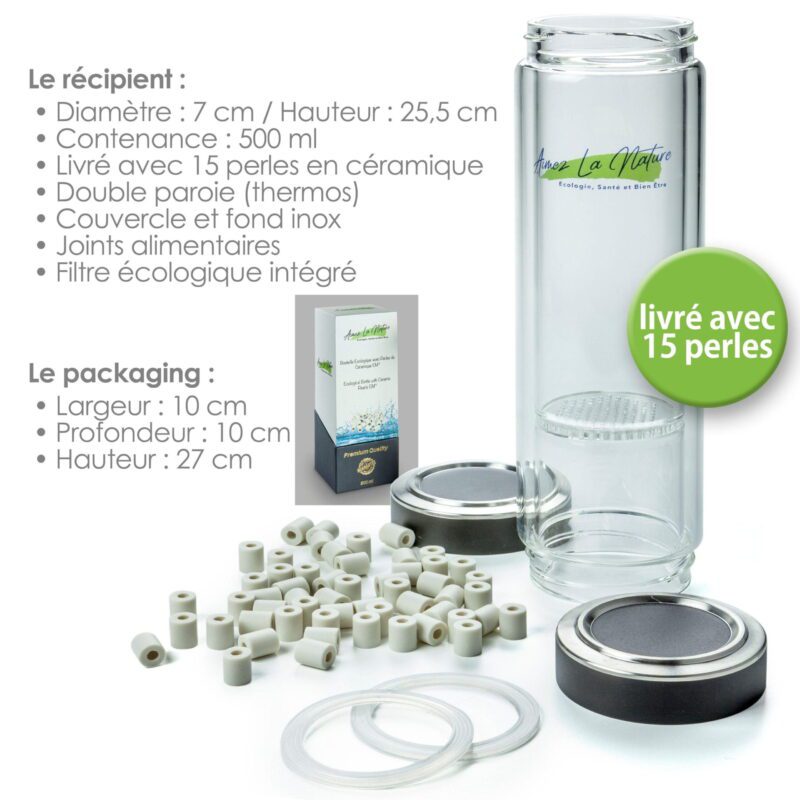 Offre Pack 100 Perles de Céramique et Gourde Ecologique Filtrante avec Perles de Céramique EM®- Aimez la Nature - Aimez La Nature Offre Pack 100 Perles de Céramique et Gourde Ecologique Filtrante avec Perles de Céramique EM®- Aimez la Nature